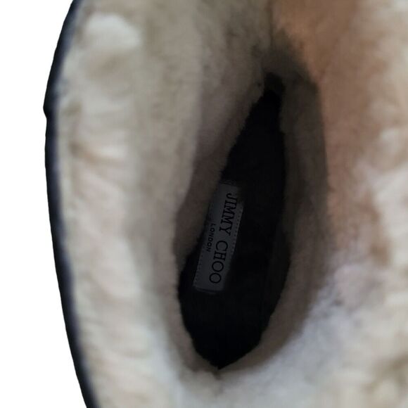 Jimmy Choo Haysel Flat Black Suede and Shearling Boot size 37 - Picture 13 of 15